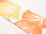 【よしむら半巾帯】リバーシブル ゆかた帯 オレンジ 水色–芍薬・朝顔・百合–