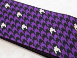 【半巾帯】リバーシブル半幅帯　紫 千鳥格子　ストライプ
