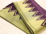 【半巾帯】リバーシブル半幅帯 紫色×黄緑色 個性的